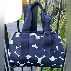 NWT Kate Spade bag satchel tote cream/navy blue medium seraphine “splodge dot”